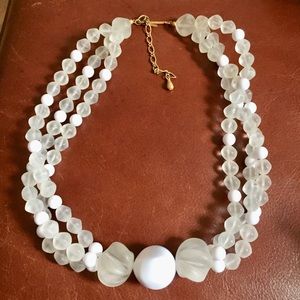 Vintage frosted white lucite multi strand necklace